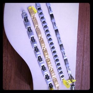 Men's 4 Stainless Steel Assorted Bracelets.